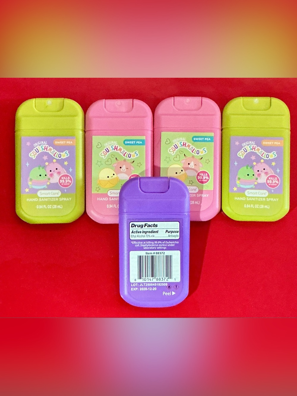Squishmallows Pocket Hand Sanitizer Spray - Pink, Purple & Lime Green